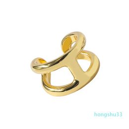 2021 New Titanium Stainless Steel Love Rings for Women Men Jewellery Couples Simple H letter open Rings Bague269G