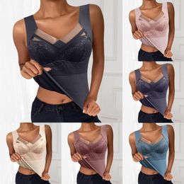 Women's Shapers Vest With Bra Pads Padded Thickened Slimming Body Autumn Top De Velvet Non Marking Self Heating Mesh Female Underwear Set