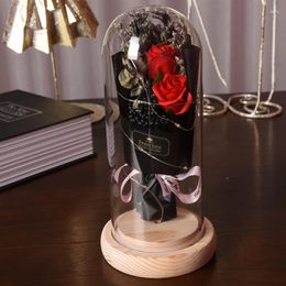 Decorative Flowers Artificial Eternal LED-Light Colourful Rose Mother's Day Gift Wedding Roses Lovely Festival Home Decor Nightlight