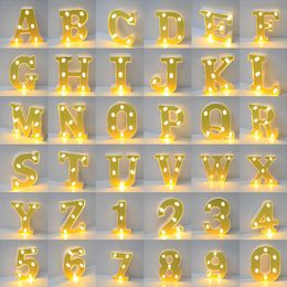 Decorative Figurines Gold LED Letter Light Alphabet Luminous Number Lamp Up Letters Night For Confession Proposal Home Bar Decoration