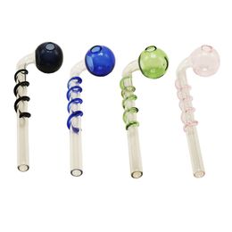 Chinafairprice CSYC Y097 Smoking Pipe About 5.5 Inches Coloured 30mm OD Banger Bowl Oil Rig Glass Pipes Colourful Twisted Tube Oil Burner