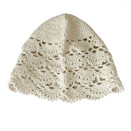 Berets Cotton Headbands Vintage Turban Hollow Out Hat Spring Summer Casual Cap Miss Elegant Beanie Women's Hats