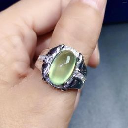 Cluster Rings Natural Prehnite Ring For Men 10mm 13mm 5ct Green 925 Silver 18K Gold Plating Jewellery