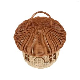 Storage Bottles Rattan Mushroom Basket Vegetable Tray Lid Desktop Small Hanging Adornment Mother