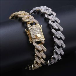 Strip-type Cubic Zircon Iced Out Hip Hop Bling Chains Mens Jewellery Fashion Tennis Miami Cuban Link Bracelets222d