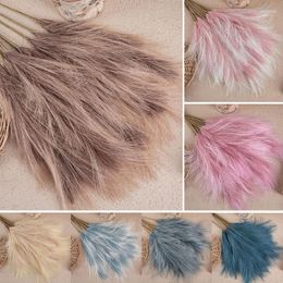 Decorative Flowers 1PC Artificial Fluffy Pampas Grass Boho Fake Plant Reed Flower Office Wedding Party Decoration Home Vase Decor Bouquet