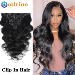 Lace s Clip In Hair Human Brazilian Body Wave 8 PcsSet Natural Black Colour Ins Remy 826 Inch 120G 230928