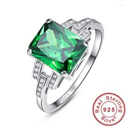 Cluster Rings 925 Sterling Silver Russian Emerald Ring Fine Jewelry For Women Green Stone Quality