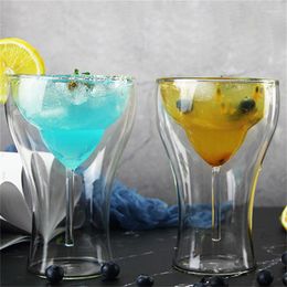 Wine Glasses Creative Transparent Double Wall Cocktail Glass Wedding Party Tulip Cup Bar Home Drinkware