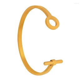 Bangle Style Stainless Steel OT Cuff Open Bracelet Fashion Charm Jewellery For Girl Daily Accessory Girlfriend Hand Gold Plate