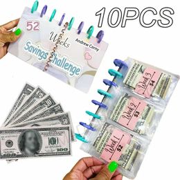 Novelty Items 1 3 5 10PCS Money Saving Challenge Flipchart 52 Weeks Savings Wallet Family Budget Cash Reusable Book 230928