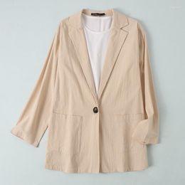 Women's Suits 2023 Autumn Womens Long Sleeve Work Suit Ladies Cotton Coat Solid Colour Pocket Short Windbreaker Lapel Korea