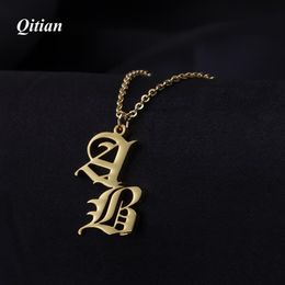 Vintage Old English Double Letters Necklace Gold Customised Nameplate Necklace For Women High Quality Stainless Steel Jewellery V191306x