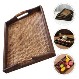 Plates Wooden Pallet Simple Practical Tray Vintage Retro Rectangular Decor Rattan Tea Cup