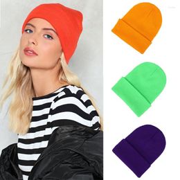 Berets 12 Colours Unisex Four Seasons Hat Warm Knitted Hats For Women Men's Bonnet Caps Acrylic Solid Colour HIP HOP Beanies Skullies Cap