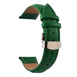 Watch Bands Leather Men's And Women's Strap Accessories Butterfly Buckle Black Brown Waterproof