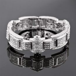 Hip hop fashion diamond-encrusted men's hip hop bracelet with cool and unique style255p