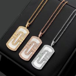 New Arrive Fashion Lady Brass Lettering 18K Plated Gold Necklace With Diamond White Mother of Pearl Pendant 3 Color259o