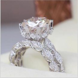 Vecalon 2019 Vintage Engagement wedding Band ring Set for women 3ct Simulated Diamond CZ 925 Sterling Silver Female Party ring249R