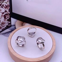 S925 sterling silver ring Blind for Love fearless flowers and birds heart-shaped ring retro trend hip-hop men and women ring328Z