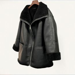 Women's autumn and winter tote/me fashionable and environmentally friendly fur coat with lapel coat