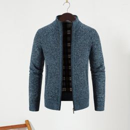 Men's Sweaters Men Sweater Coat Stylish Full Zip Knitted Cardigan With Pockets Solid Color Long Sleeve For Casual Workout