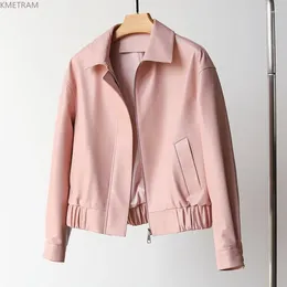 Women's Leather Genuine Sheepskin Jacket Women Real Coat Short Pink Jackets Woman Korean Fashion Clothes For