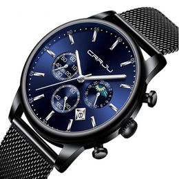 CRRJU 2266 Quartz Mens Watch Selling Casual Personality Watches Fashion Popular Student Calendar Wristwatches272e