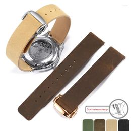 Watch Bands Universal Matte Leather Strap 18/19/20/21/22mm Flat Straight Interface Cowhide Watchband