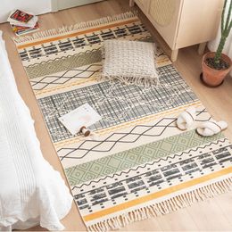 Carpets Rug Home Decoration Large Area Art Design Breathable Tapestry National Style High Quality Cotton And Linen Weave Tassel Mat