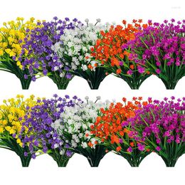 Decorative Flowers Artificial For Outdoor Plastic UV Resistant Faux Shrubs Plants Indoor Outside Garden