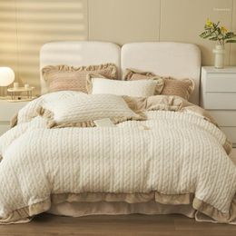 Bedding Sets S Soft Winter Warm Stitch Fluffy Bed Sheets Set Quilt Cover Double Single Bedroom Duvet
