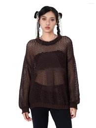 Women's Blouses Women S Crochet Hollow Out Cover Ups Long Sleeve Knitted Casual Mesh Shirt Cut Y2K See Through Shirts