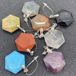 Pendant Necklaces Natural Stone Hexagram Amethyst For Jewellery Making DIY Necklace Earrings Handmade Agate Crystal Charms Accessories