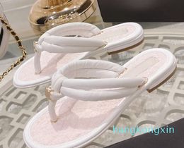Top Quality designer slides Women flip flops Sheepskin Women sandal with Double Metal slippers Summer Beach Sandals