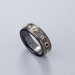Black White Ceramic Cluster Band Rings bague anillos for mens and women engagement wedding couple jewelry lover gift240q