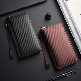 Wallets Men's Wallet Long Business Clutch Zipper Portable Mobile Phone Bag Security Anti-theft Card Banknote Clip Coin Purse