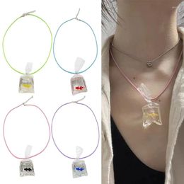 Pendant Necklaces Creative Goldfish Carp Fish Necklace Transparent Water Bag Japanese Lucky Clavicle Chain Collar D0LC