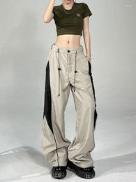 Women's Pants Workwear Casual For Women Autumn High Waisted Drawstring Retro Straight Tube Drape Wide Leg