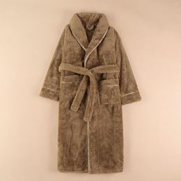Men's Sleepwear Thickened Cotton Blend Double Layer H Couple Bathrobe Extra Long And Large Suitable For Autumn