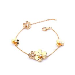 3 Colors sell Environmental Copper Brand Bracelet Jewelry For Women Silver Chain Clover Hand Catenary Praty Wedding Gift Gold 290S