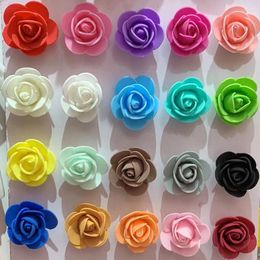 Decorative Flowers 500 Pcs/Set Artificial Rose Heads Foam 3.5cm For Valentine's Day Gift Wedding Party DIY Flower Decorations
