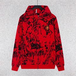 Men's plus size Outerwear & Coats New Fashion Jacquard Suede Coat Pattern Fleece Sweater Street Hip Hop Jacket High Street Embroidery J6093