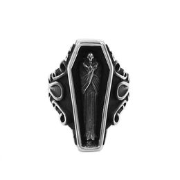 Stereoscopic Coffin Egyptian Mummy Ring Stainless Steel Jewellery Vintage Mummy Biker Mens Ring Whole 878B246A