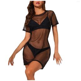 Women's Sleepwear Sexy Lace Dress Strap Mesh Tight Leaky Back Nightdress Lingerie For Fine Women Erotic Adult Female