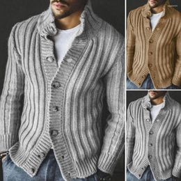 Men's Sweaters Men Sweater Coat Lapel Collar Single-breasted Long Sleeve Solid Colour Outwear Keep Warm Business Gentleman Knitted Cardigan