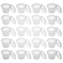 Disposable Cups Straws 100 Pcs Serving Clear Condiment Cup Mini Plastic Containers Picnic Sauce Boxes Food Jars Milk Container Lid