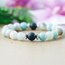 MG1083 High Quality Amazonite Essential Oil Bracelet Lava Bead Diffuser Bracelet Boho Mala Anxiety Bracelet Healing Gem stone Ener2160