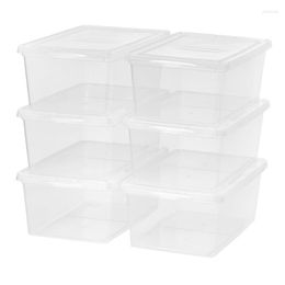 Clothing Storage Quart Plastic Stackable Closet Box - Clear Set Of 6 House Organization And Hangers For Clothes Drawer Organize