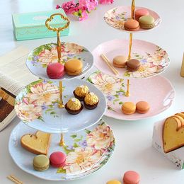 Plates European Style Dessert Plate Three Layers Fruit Cake Rack Afternoon Tea Set Marriage Creative Gift Porcelain Tableware